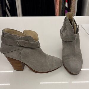 rag & bone Gray Suede Wrapped-Strap Ankle Booties